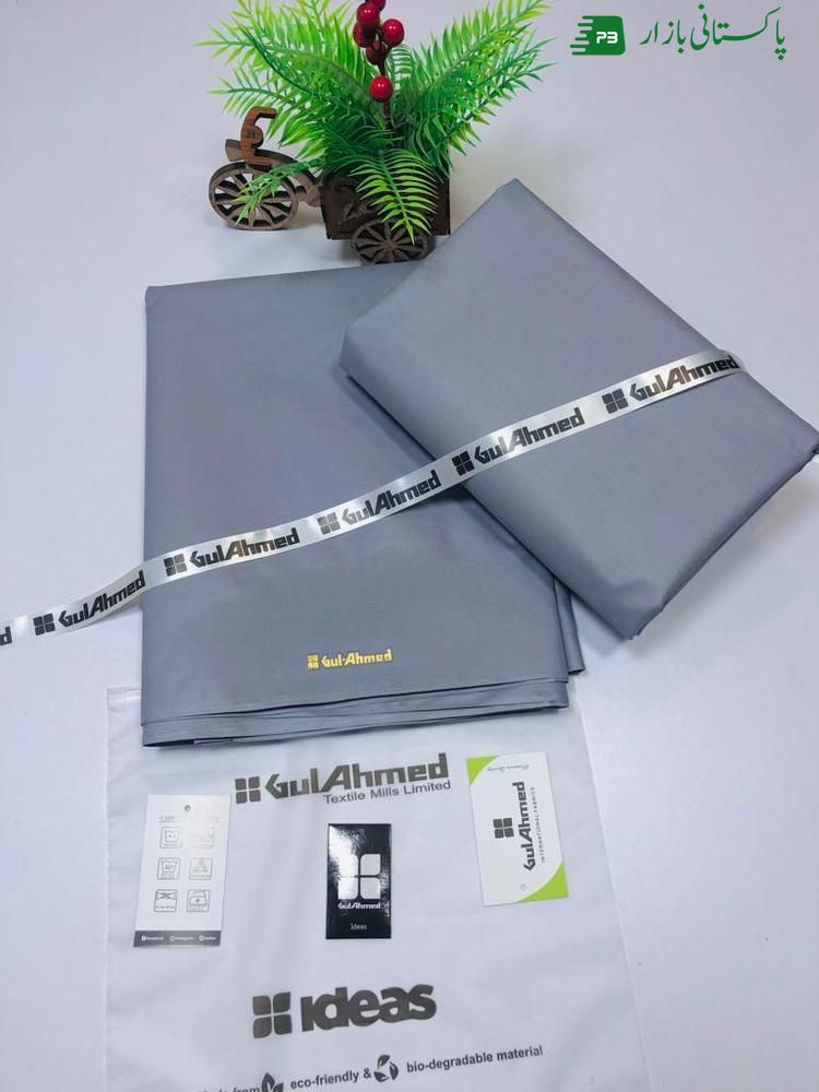 Men unstitched cotton plain suit