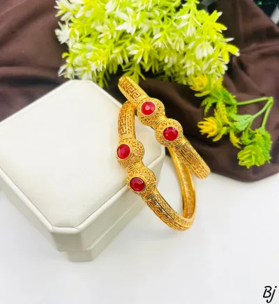 Gold Plated Ball Design Zircon Stone Bangles